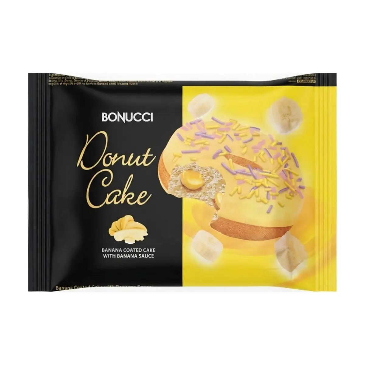 Dona de vainilla con relleno y cobertura sabor plátano Donut Cake Bonucci (40 g / 1.41 oz)