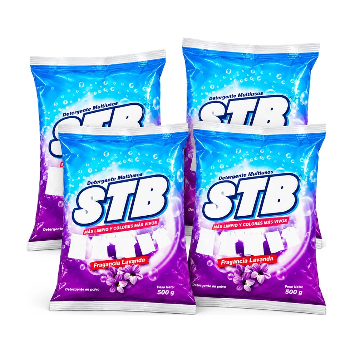 Detergente en polvo multiusos con fragancia a lavanda STB (4 x 500 g / 1.1 lb)