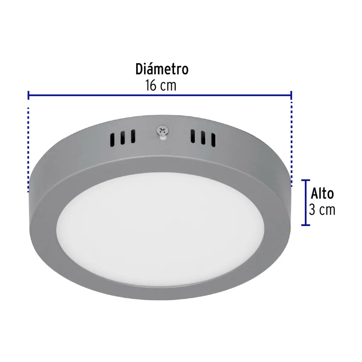 Luminario redondo gris LED 12 W Volteck PLA-215L - Thumbnail 3