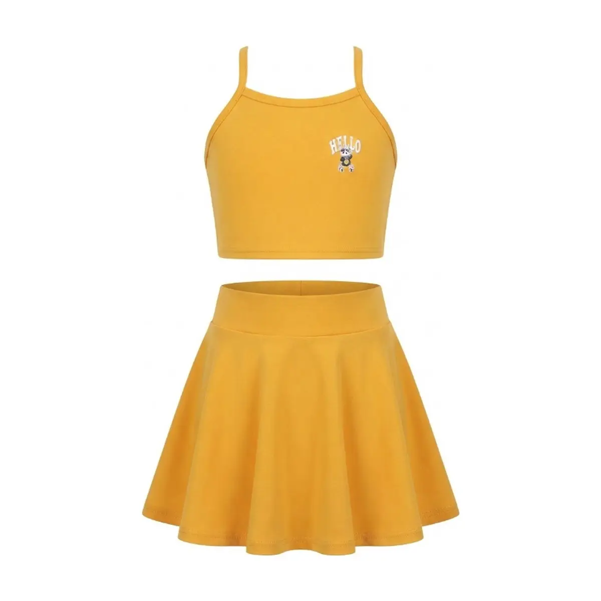 Conjunto amarillo de blusa y saya para niñas Torbex - Miniatura 1