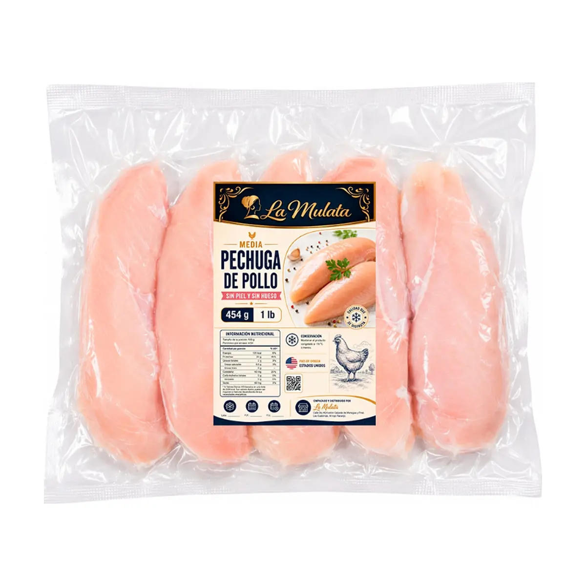 Media pechuga de pollo La Mulata (454 g / 1 lb)