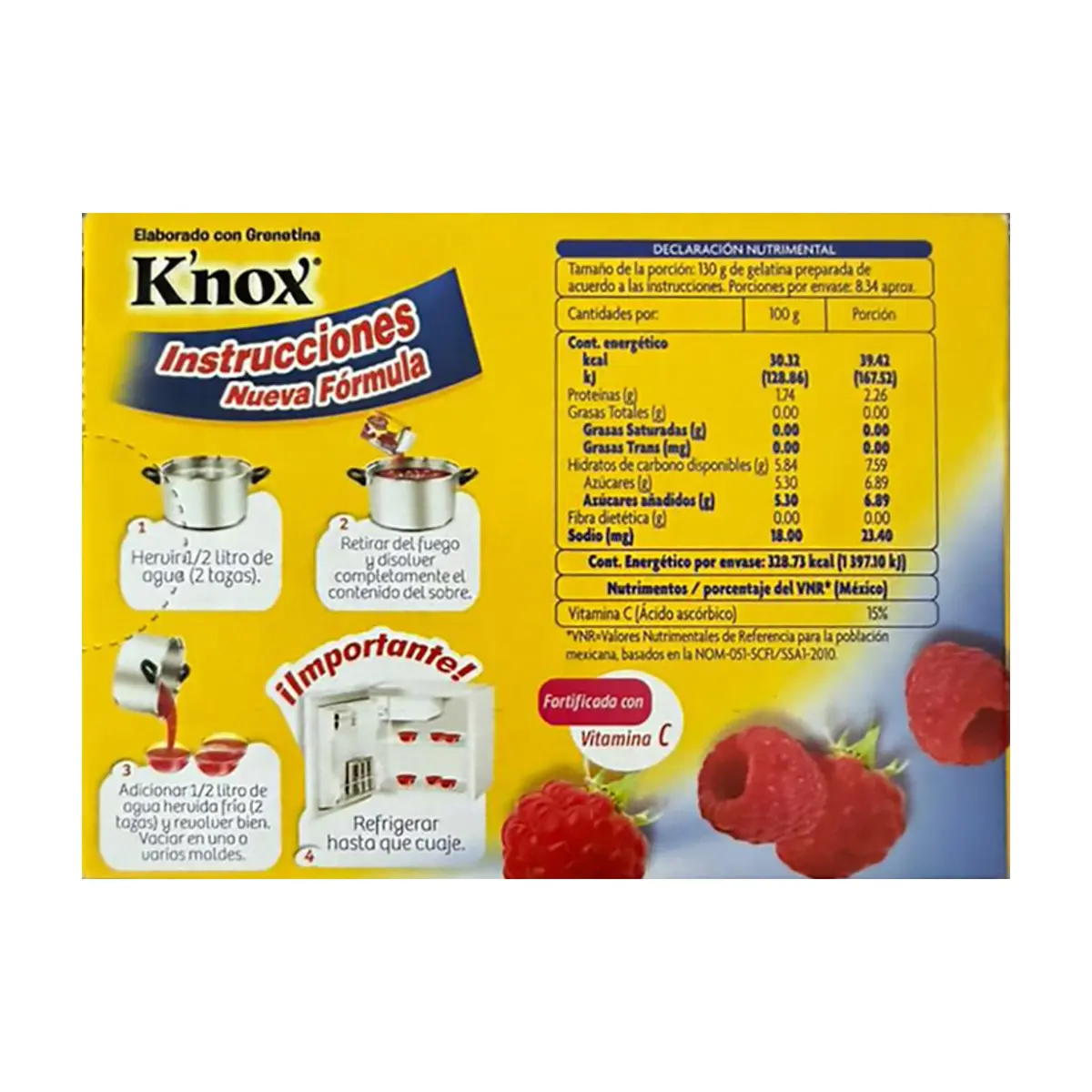 Polvo para preparar gelatina sabor frambuesa fortificada con vitamina C Pronto (84 g / 2.9 0z) - Thumbnail 3
