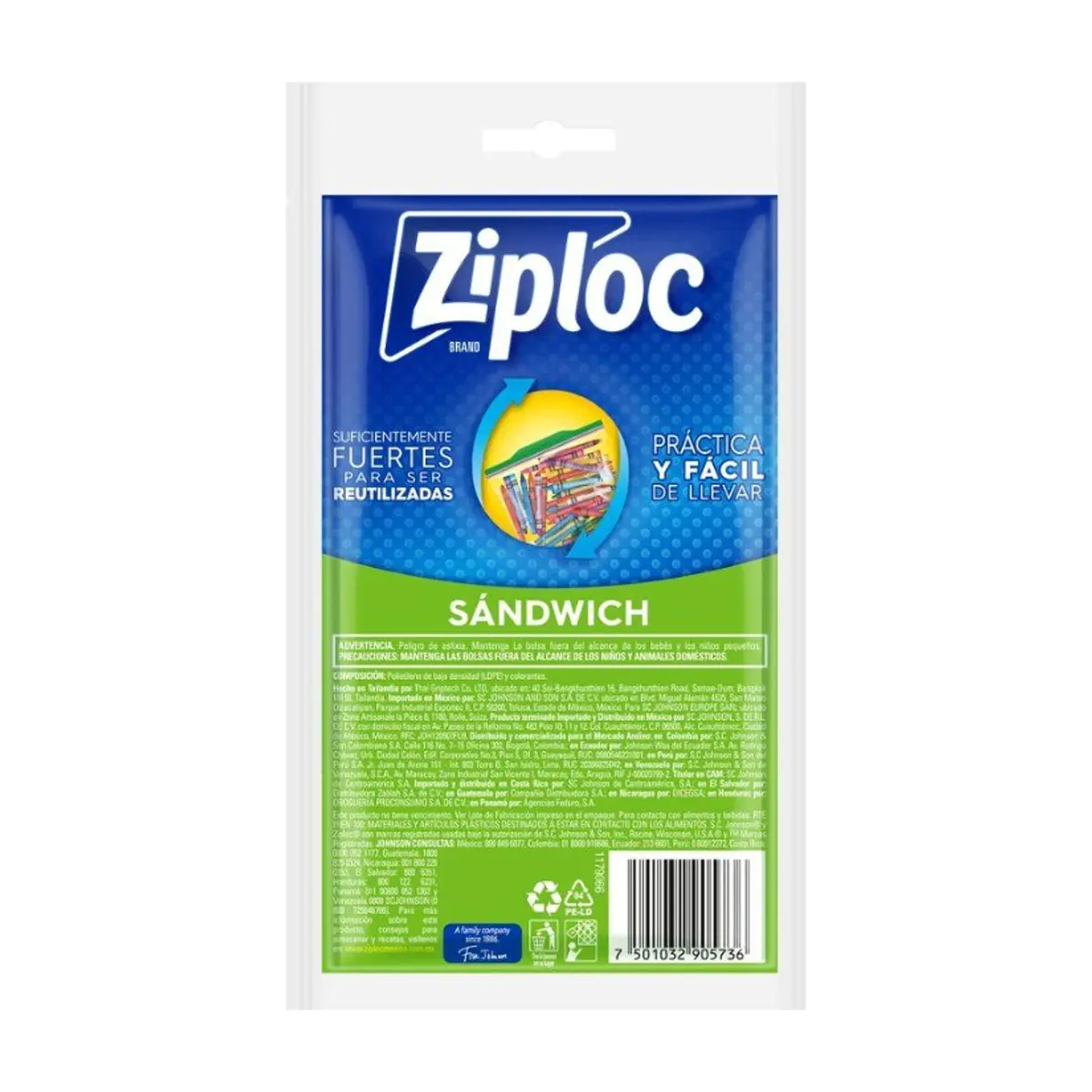 Bolsas reutilizables de plástico transparente para sándwiches Ziploc (20 U) - Thumbnail 2
