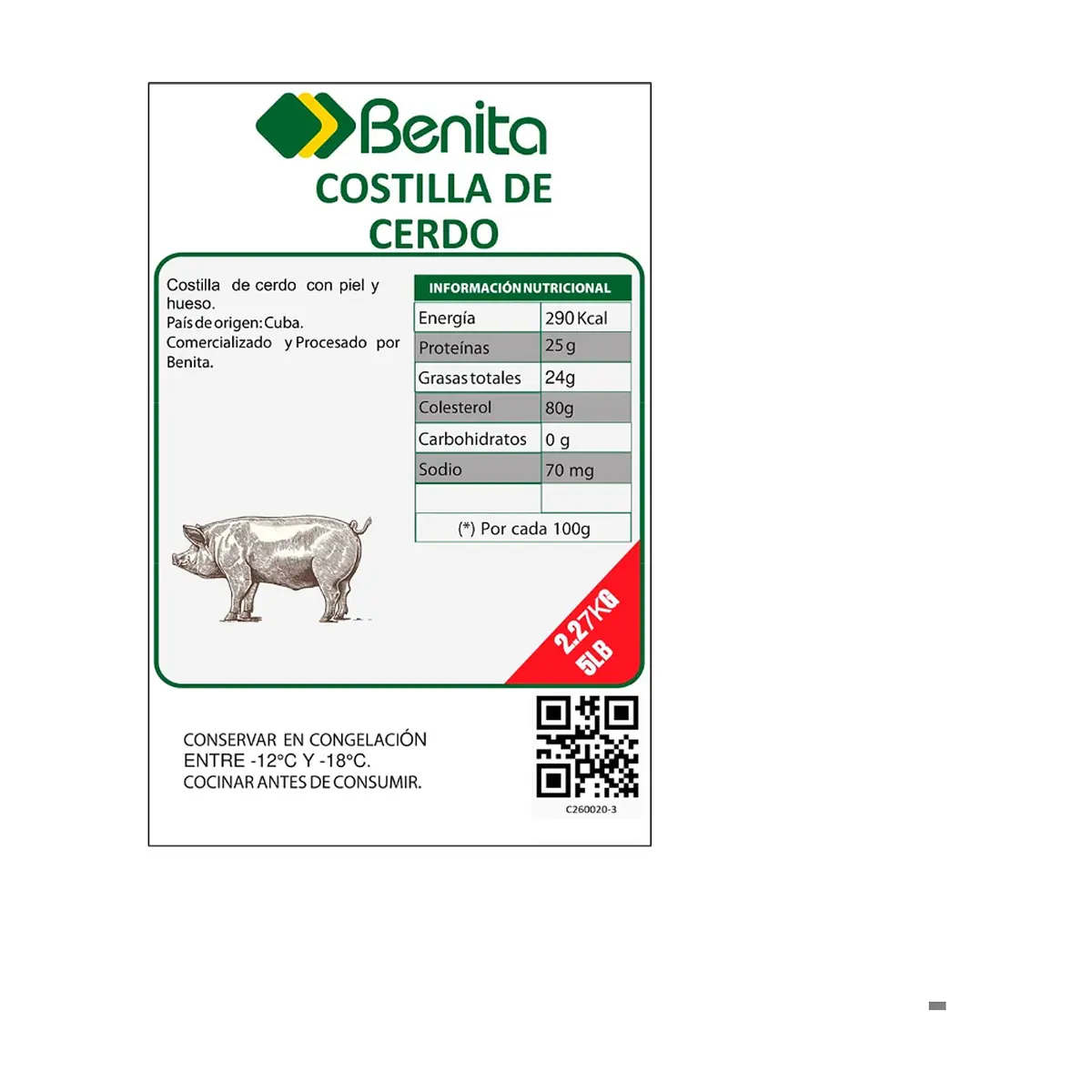 Costilla de cerdo Benita (2.27 Kg / 5 lb) - Miniatura 4