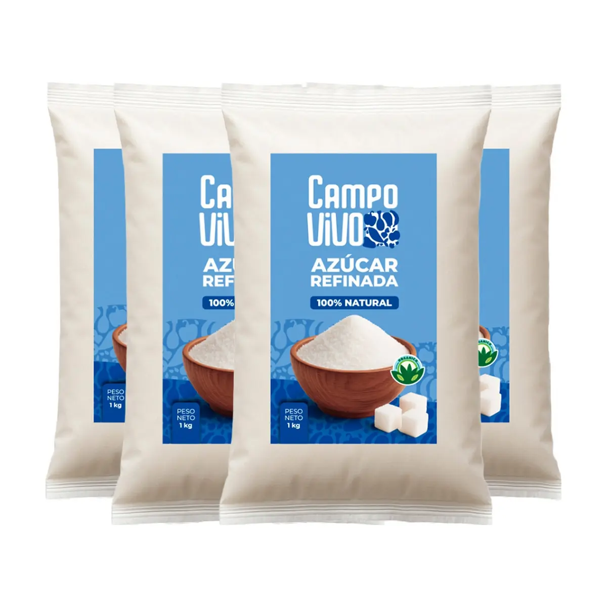 Azúcar blanca refinada Campo Vivo (4 x 1 kg / 2.2 lb) - Miniatura 1