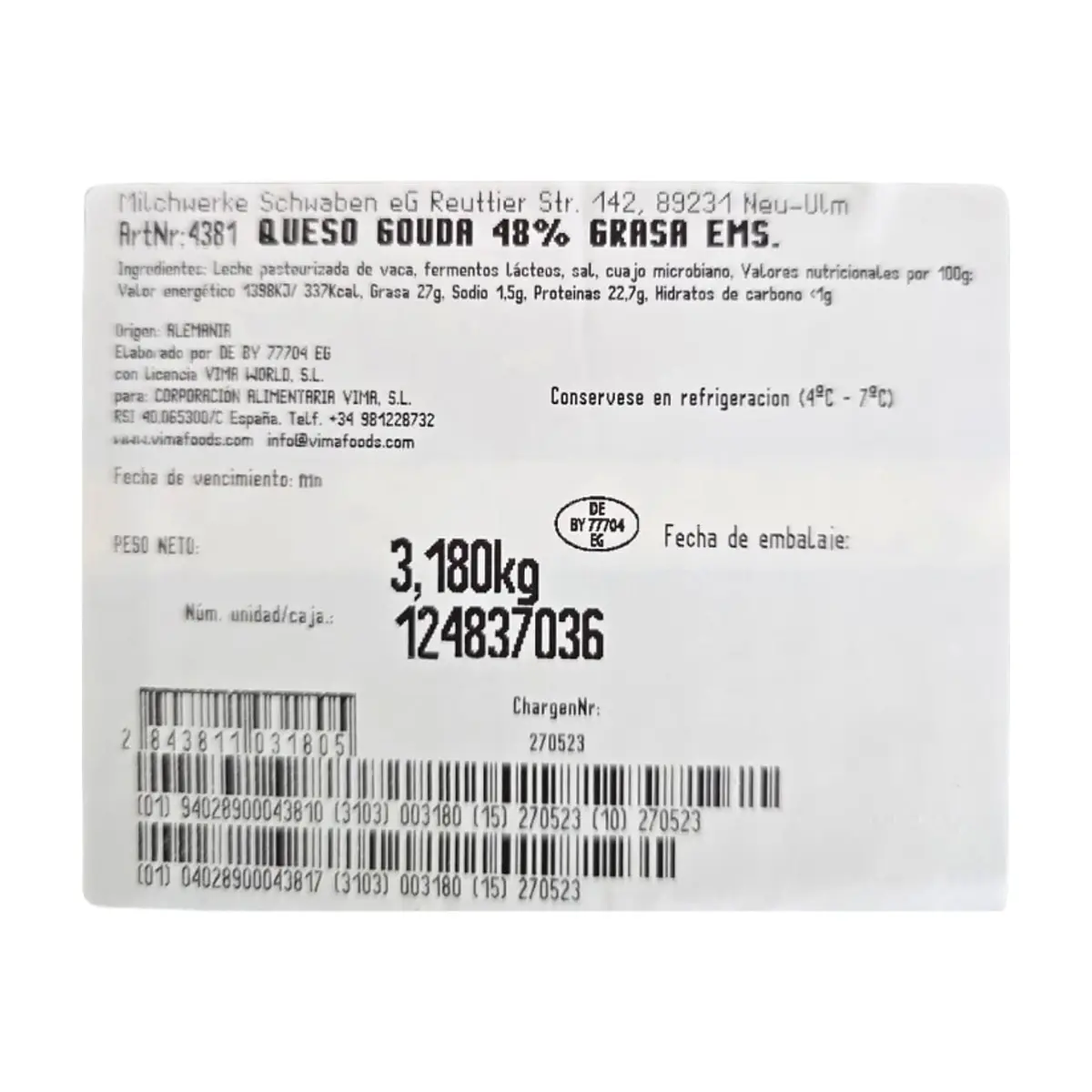 Queso Gouda Vima Foods (3 kg / 6.61 lb) - Thumbnail 3