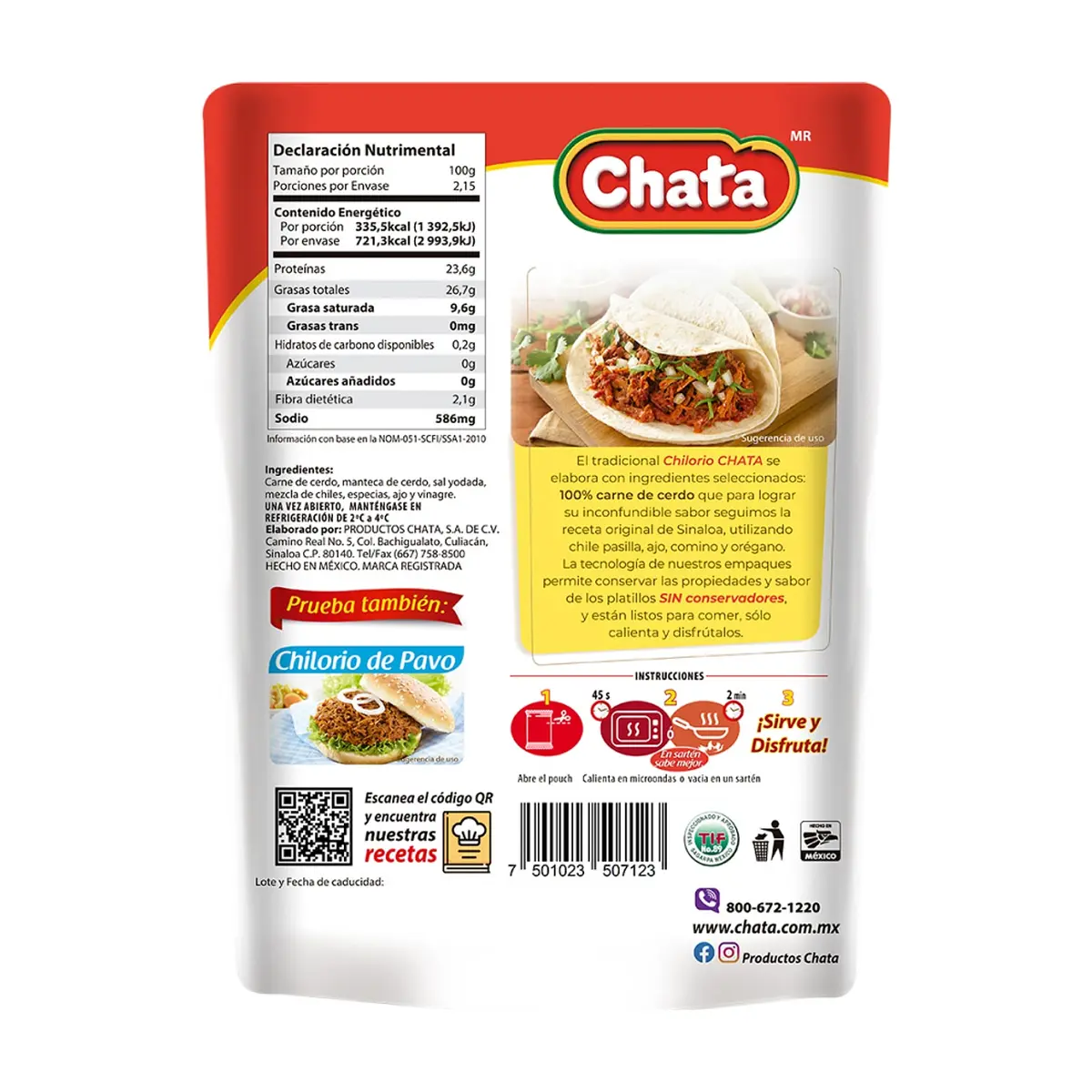Chilorio de carne de puerco Chata (215 g / 7.58 oz) - Miniatura 2