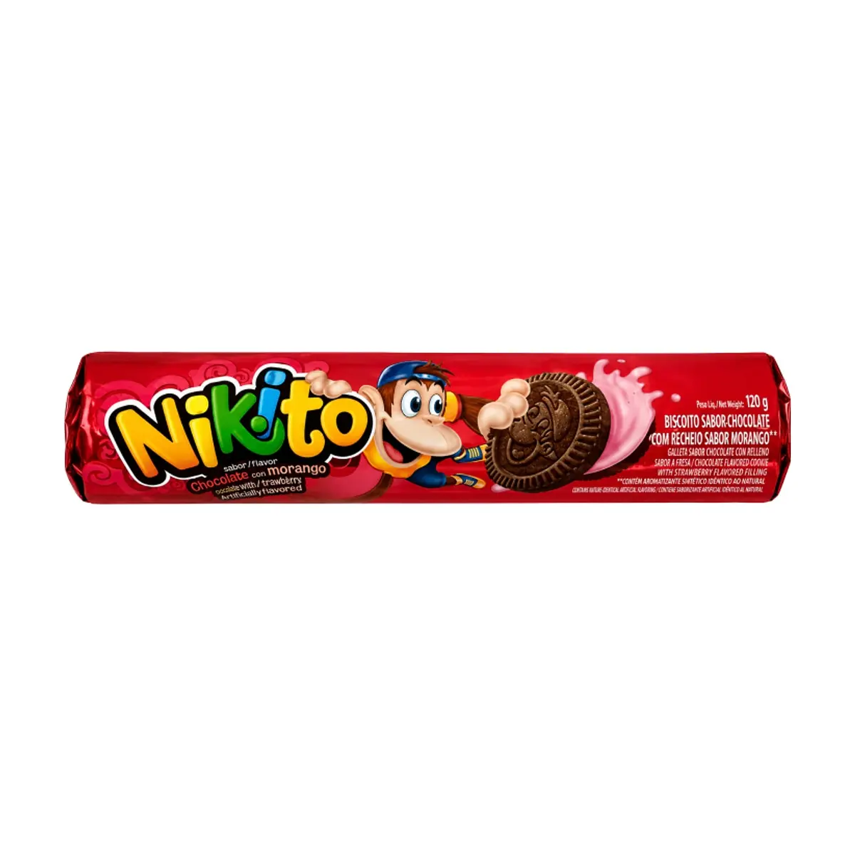 Galleta sabor chocolate con relleno sabor fresa Nikito (120 g / 4.23 oz)