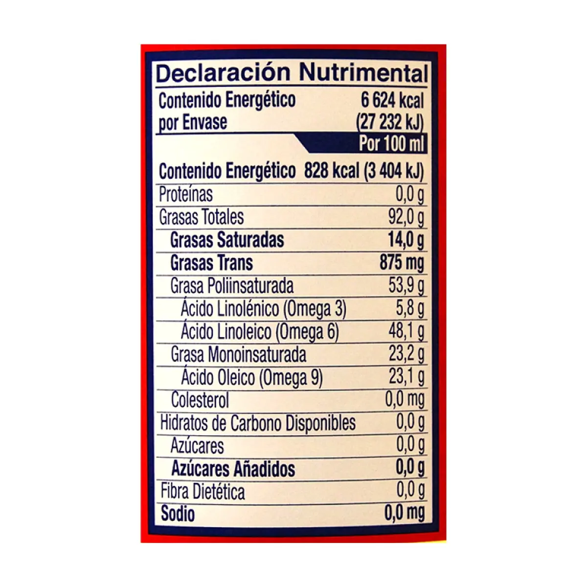 Aceite de soya Sarita (800 ml) - Miniatura 3