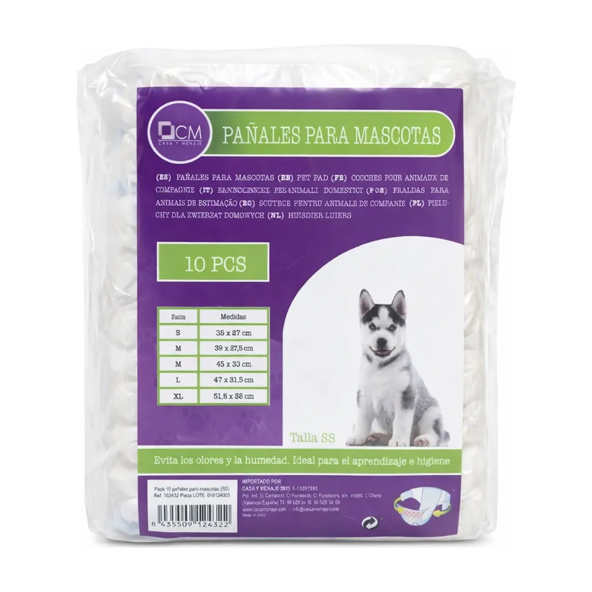 Pañales para mascotas talla SS Casa y Menaje (10 U)