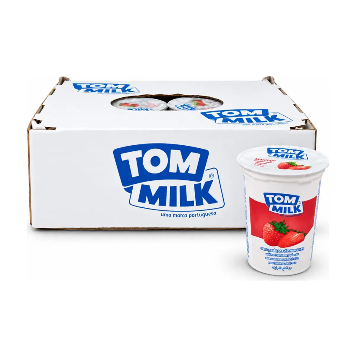 Yogurt pasteurizado sabor fresa con trocitos de frutas Tom Milk (12 x 500 g / 1.10 lb)