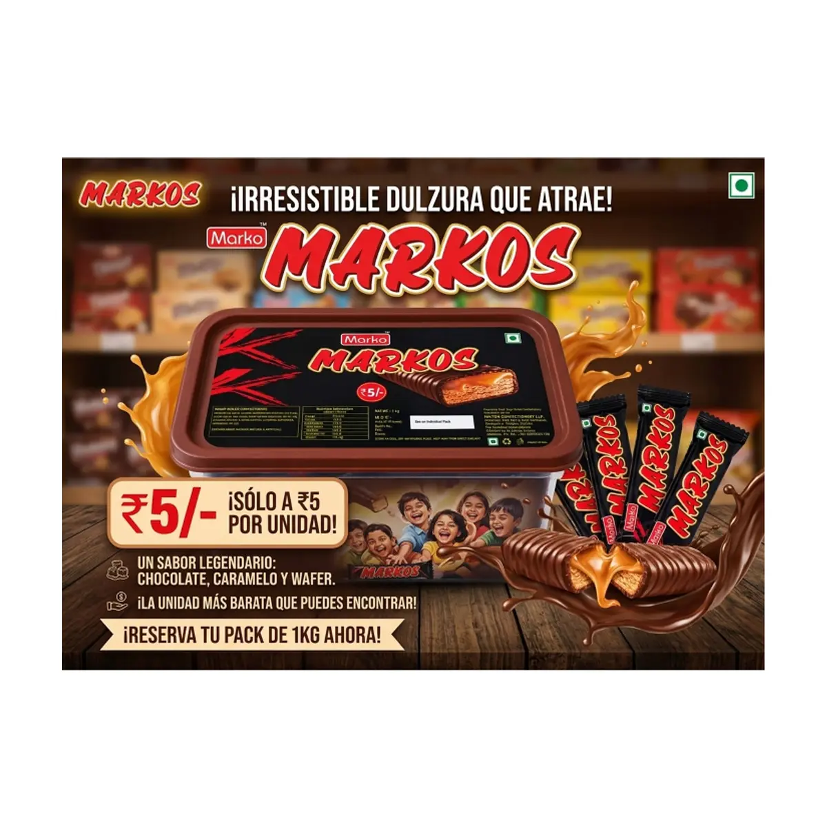 Barras de chocolates rellenos de caramelo Markos Marko (30 x 13 g) - Thumbnail 4