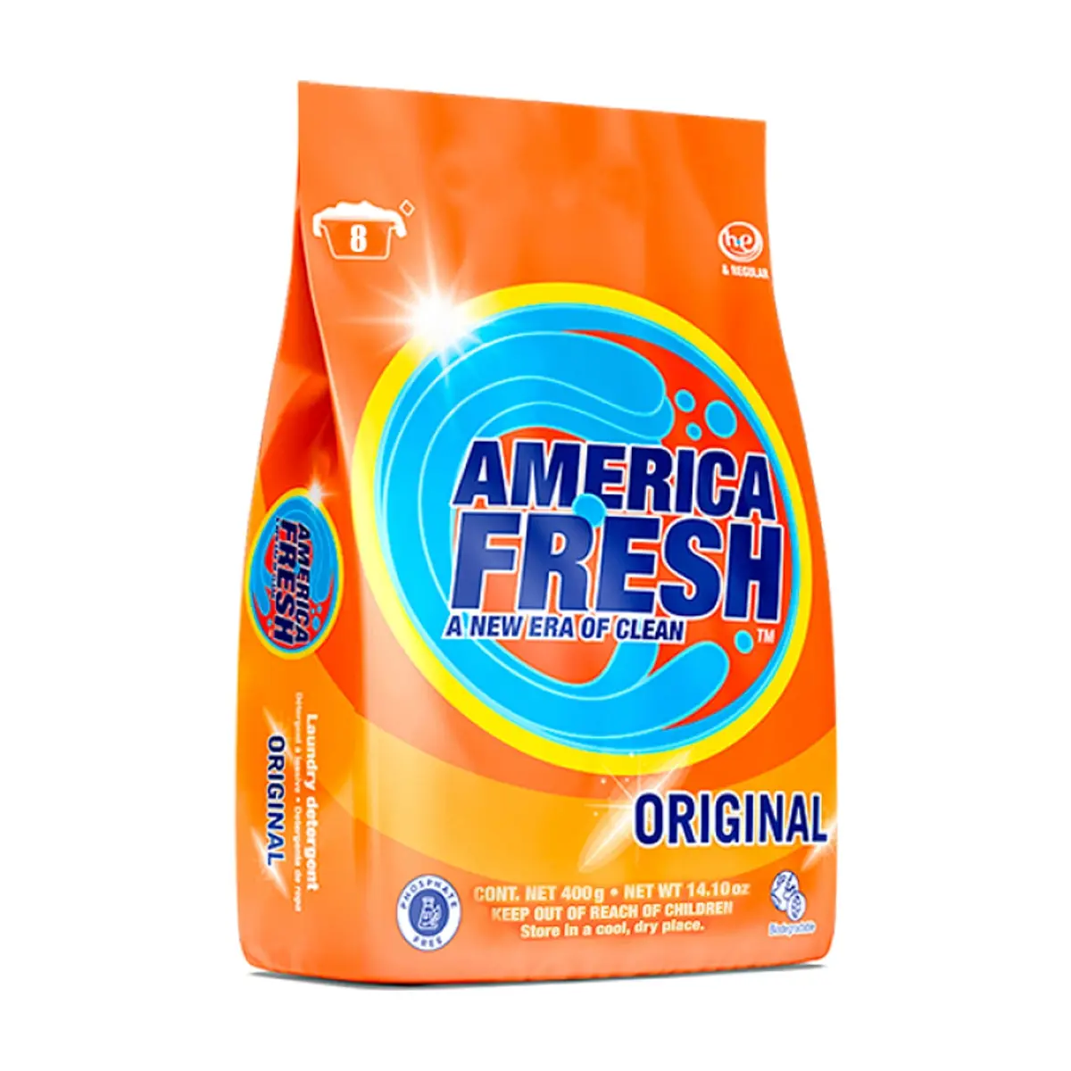 Detergente en polvo de fragancia original para ropa America Fresh (400 g / 14.10 oz) - Imagen 1