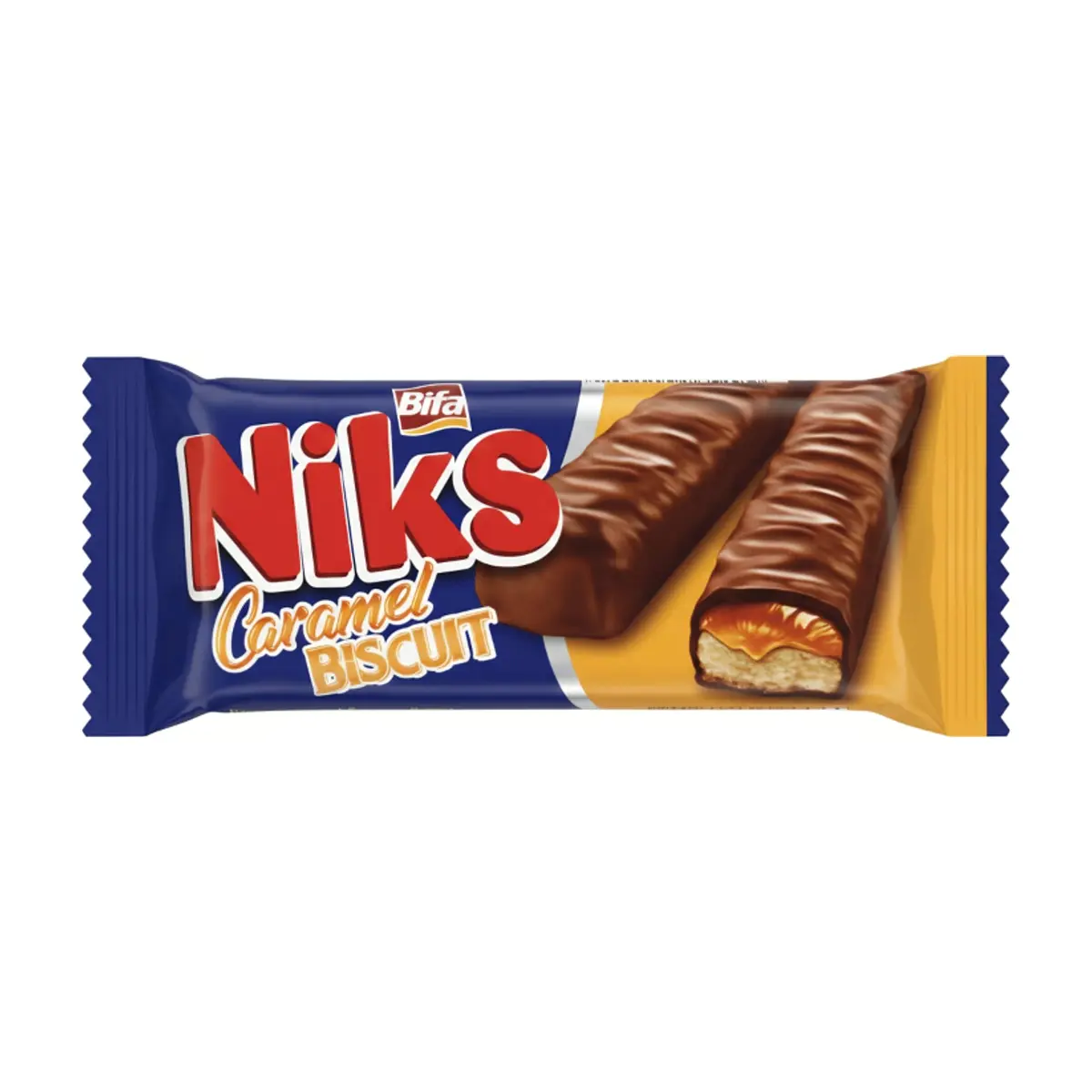 Galletas rellenas de caramelo y cubiertas de chocolate Niks Bifa (50 g / 1.76 oz)