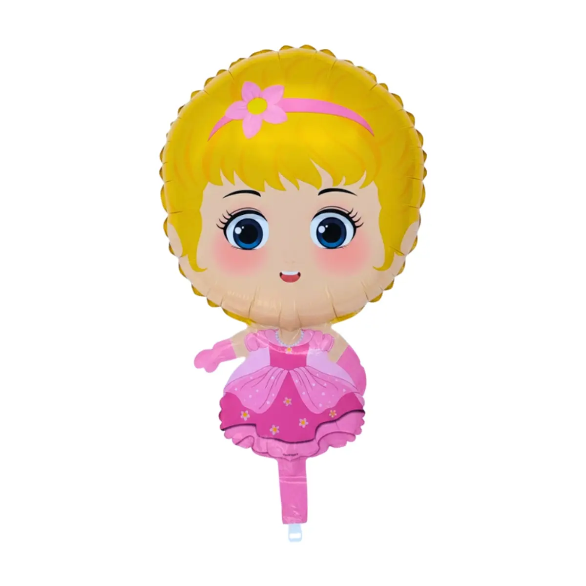 Globo metálico con forma de princesa rubia con vestido rosado para fiestas y cumpleaños DBCY
