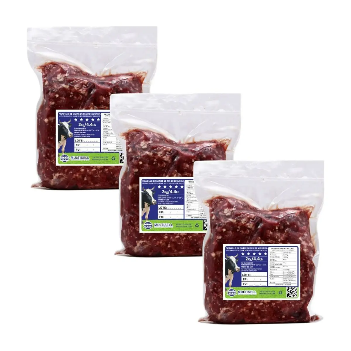 Picadillo de carne de res de segunda Multisell (3 x 2.00 kg / 4.4 lb)