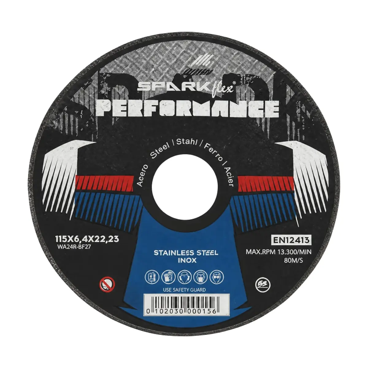 Disco de corte de acero 115 x 6.4 x 22.23 mm 80 m/s Sparkflex Performance - Miniatura 1