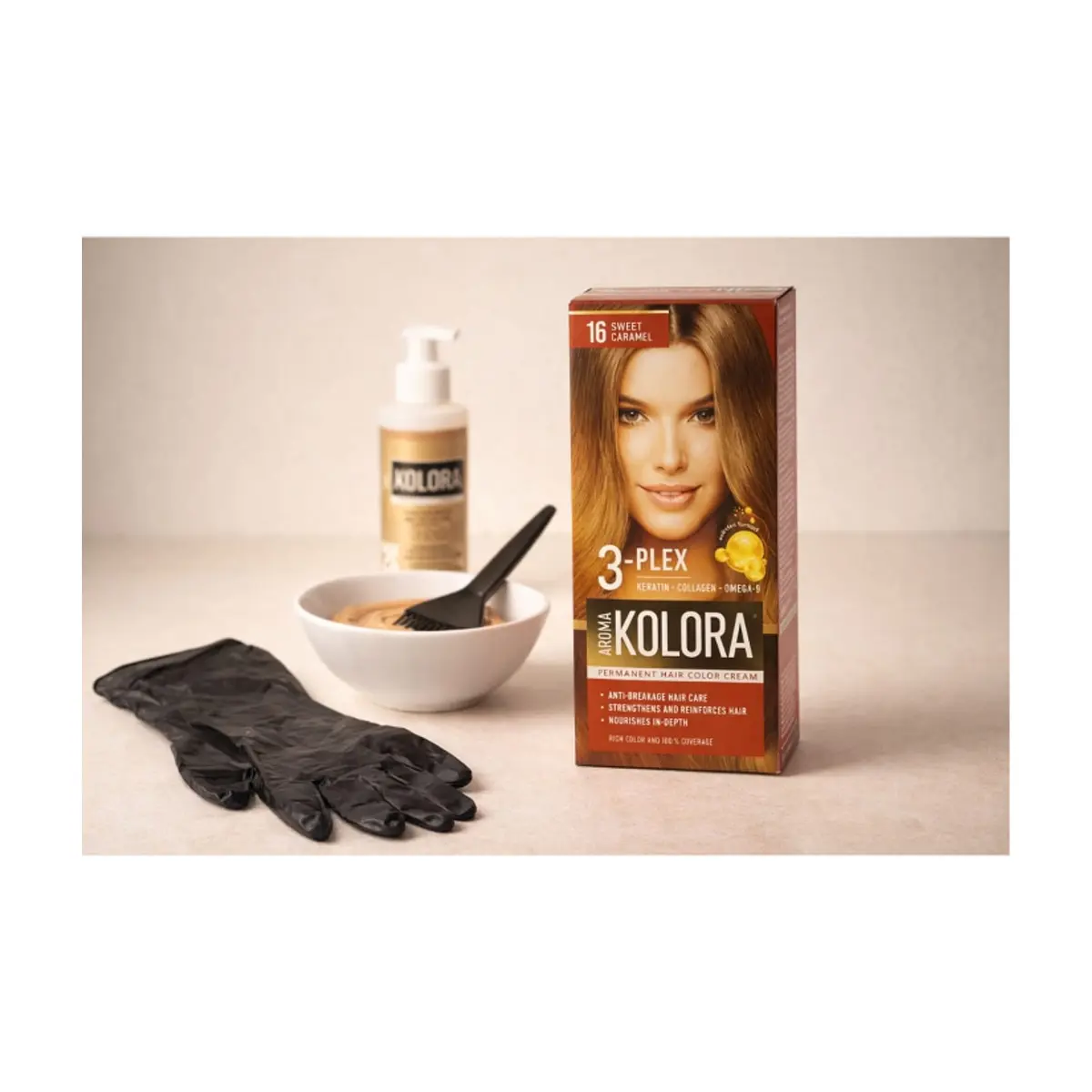 Tinte en crema para el cabello No. 16 Caramelo Dulce Aroma Kolora (130 g) - Thumbnail 5