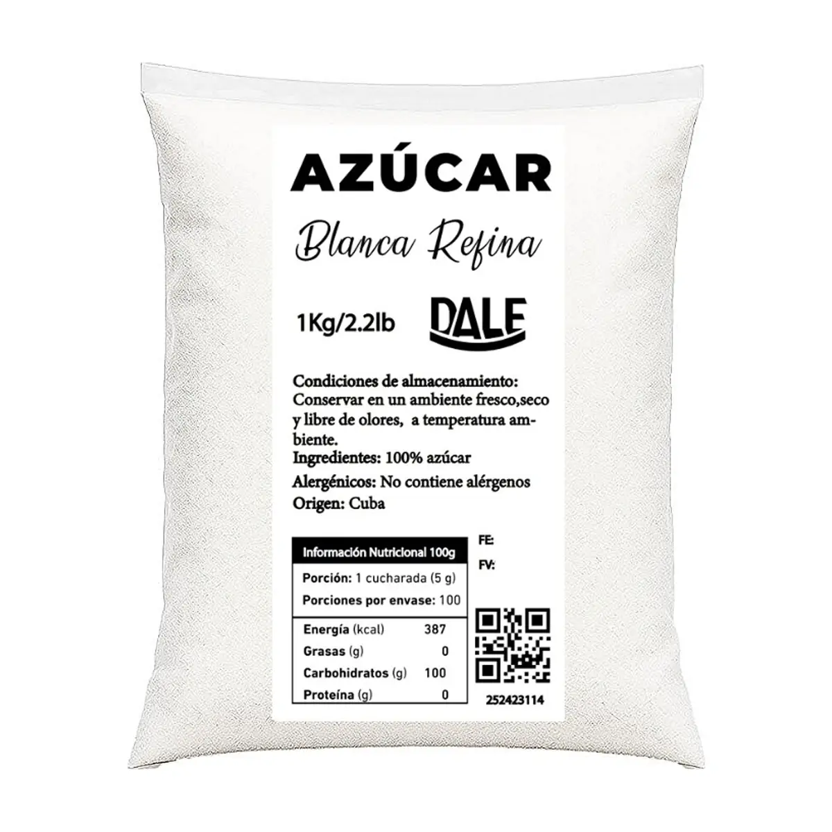 Azúcar blanca refina Dale (1 kg / 2.2 lb)