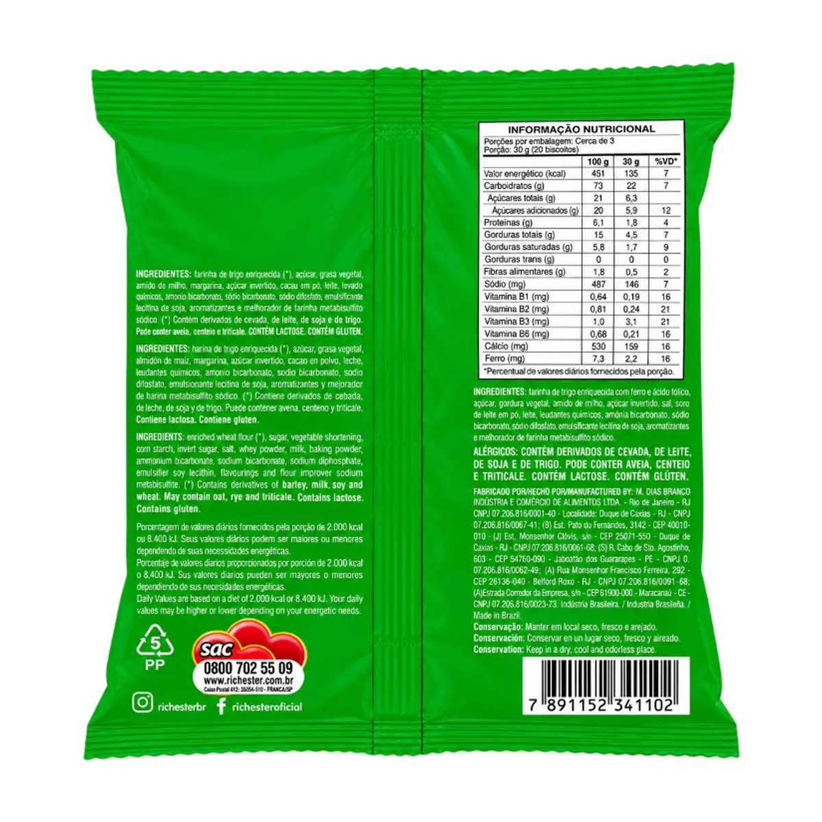 Galletas dulces con sabor a leche fortificadas con vitaminas y minerales Richester Animados Zoo (100 g / 3.52 oz) - Thumbnail 2