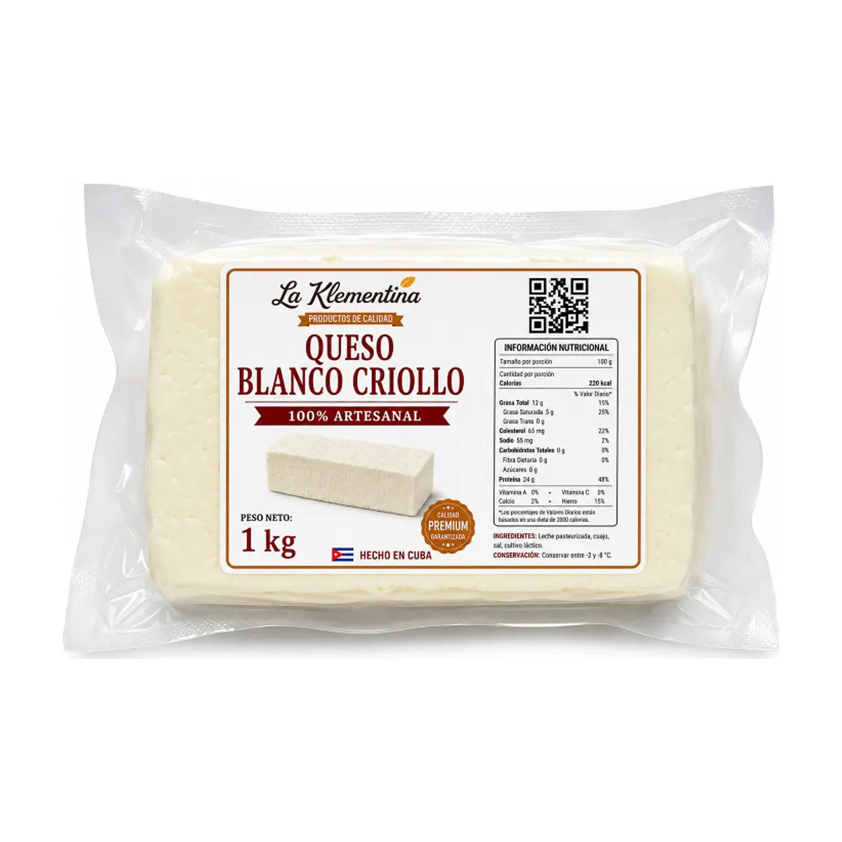 Queso blanco criollo La Klementina (1 kg / 1.1 lb) - Miniatura 1