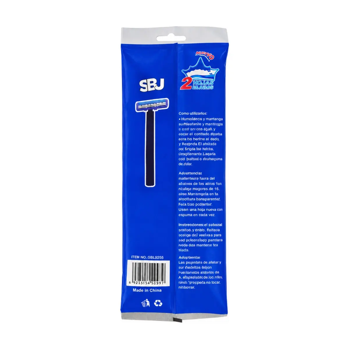 Cuchillas desechables de doble hoja color azul SBJ (10 U) - Miniatura 2