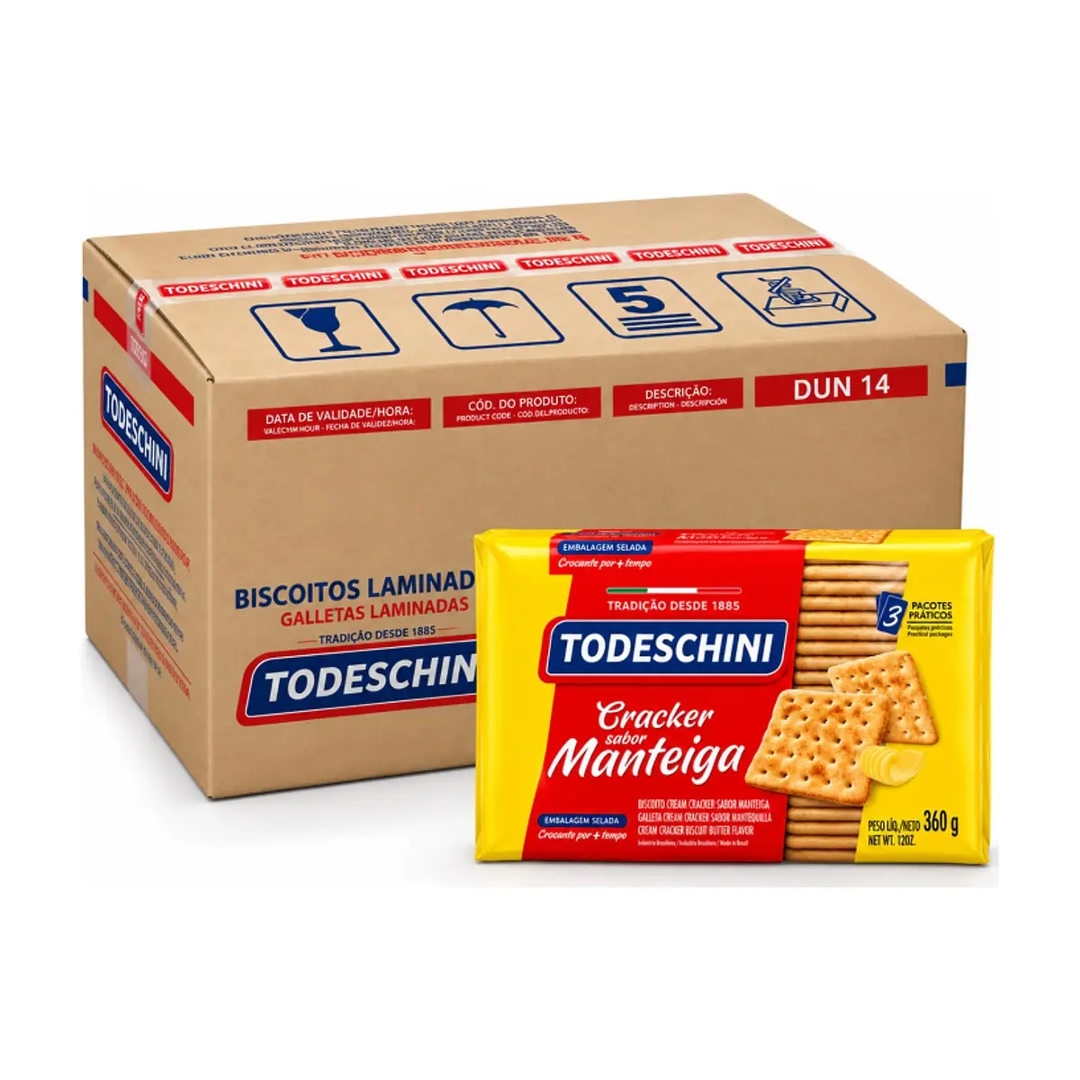 Galletas Cream Cracker sabor mantequilla Todeschini (20 x 360 g / 12 oz)