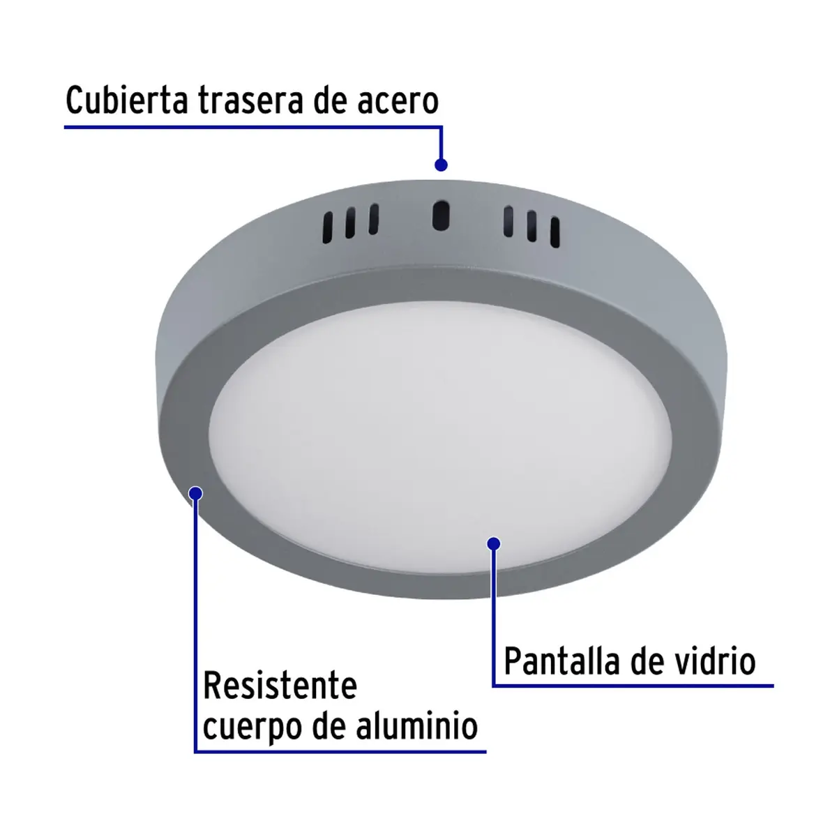 Luminario redondo gris LED 12 W Volteck PLA-215L - Thumbnail 2