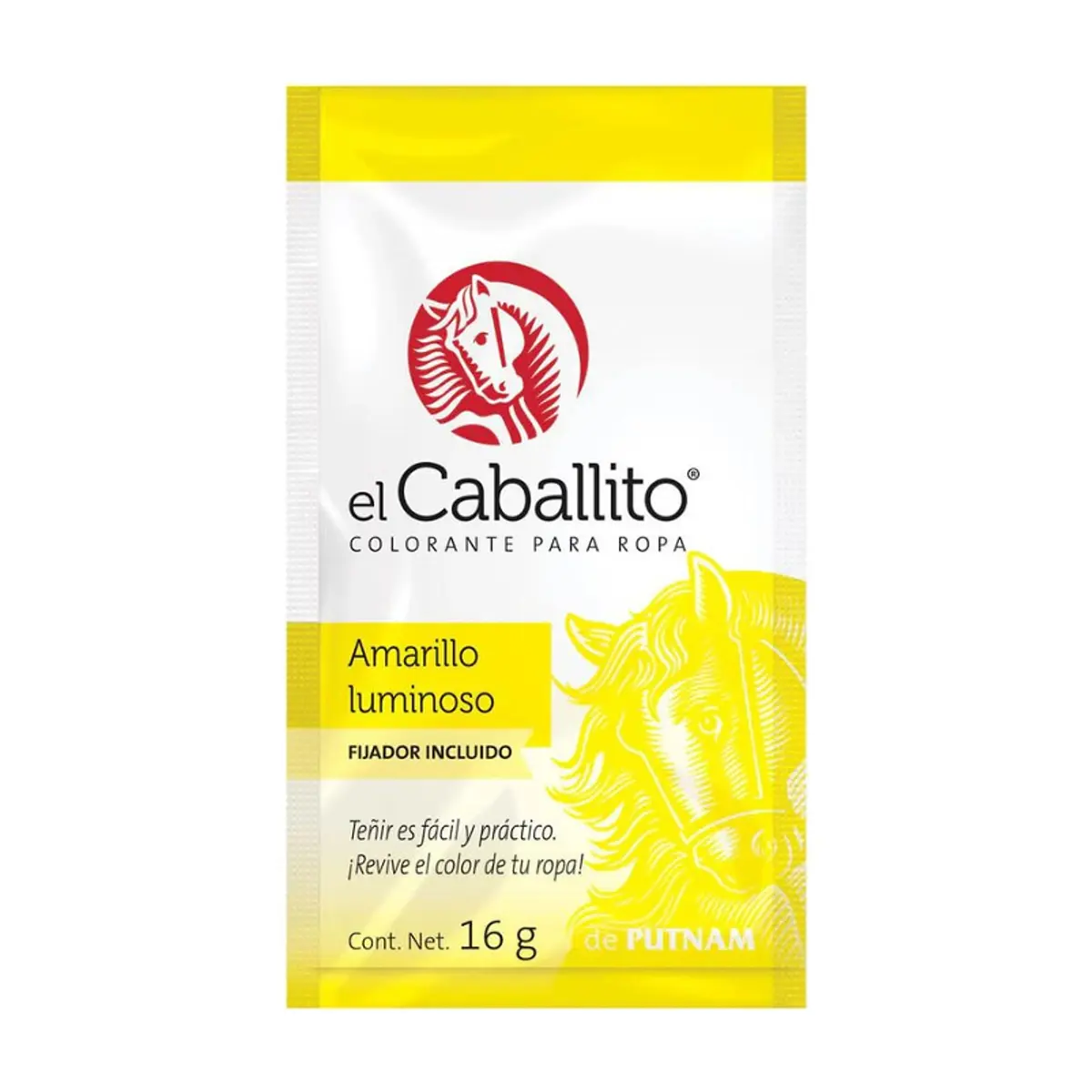 Colorante para ropa amarillo luminoso El Caballito (16 g)