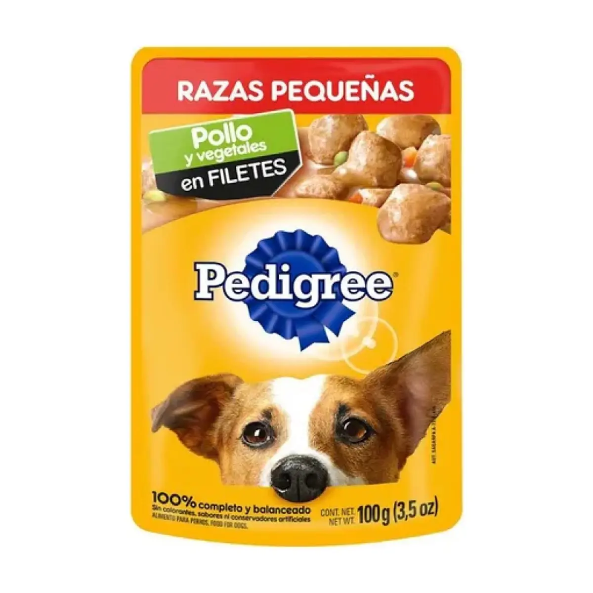Alimento pollo y vegetales en filetes para perros razas pequeñas Pedigree (100 g / 3.52 oz) - Miniatura 1