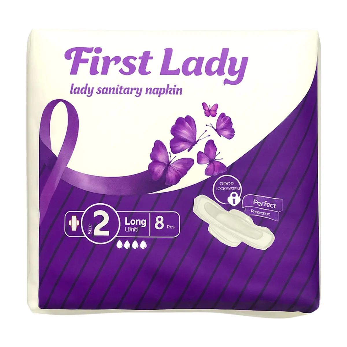 Toallas sanitarias largas con alas First Lady (8 U)