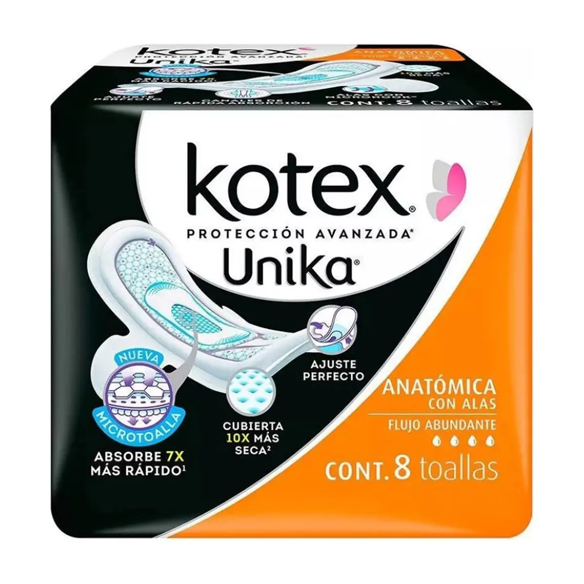 Almohadillas sanitarias regular con alas Kotex Unika (8 U) - Thumbnail 2