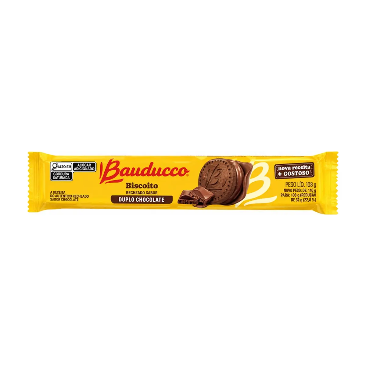 Galletas rellenas sabor doble chocolate Bauducco (108 g / 3.81 oz)