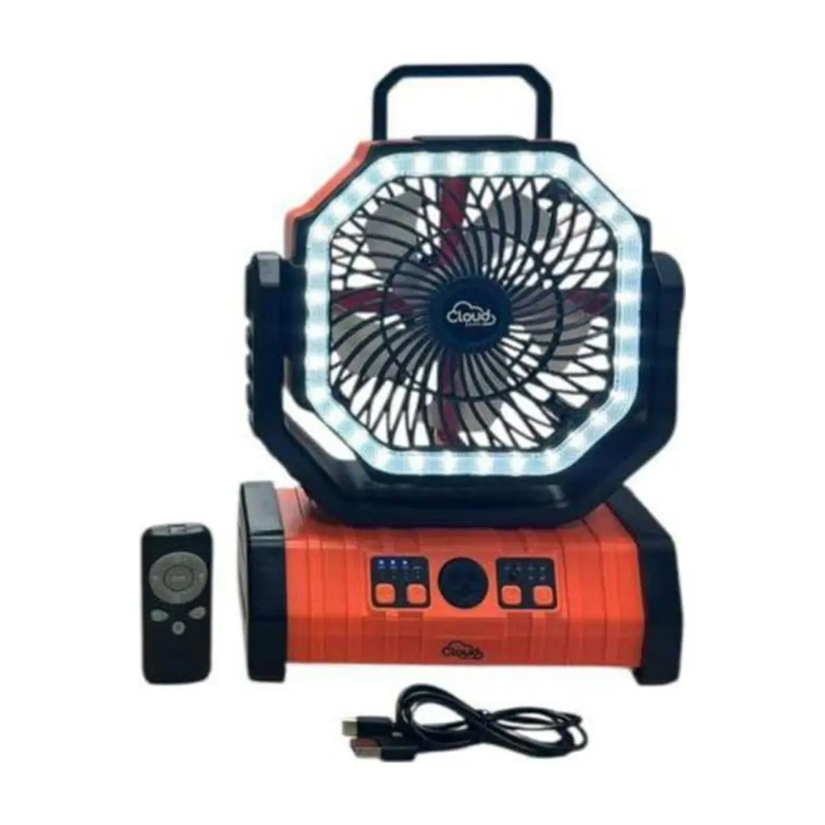 Ventilador recargable con luz LED color naranja Cloud F6 CEPFWS-B
