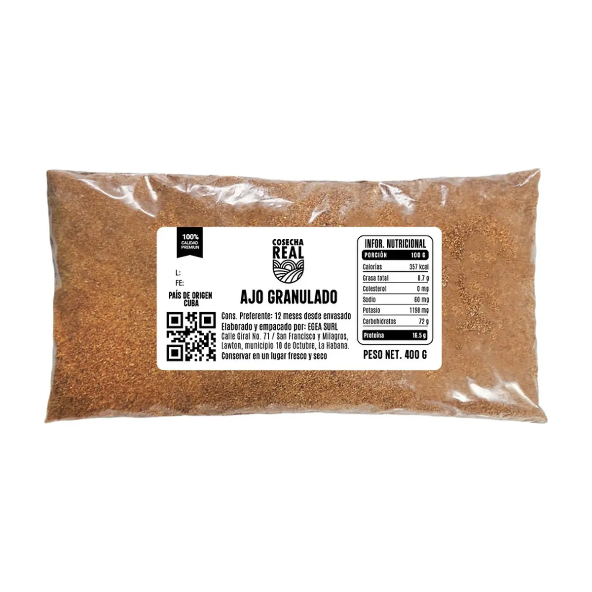Ajo granulado Cosecha Real (400 g / 14.1 oz)