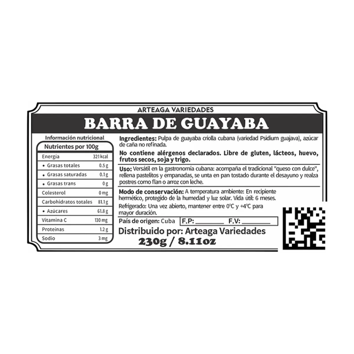 Barra de guayaba Arteaga Variedades (230 g / 8.11 oz) - Thumbnail 2