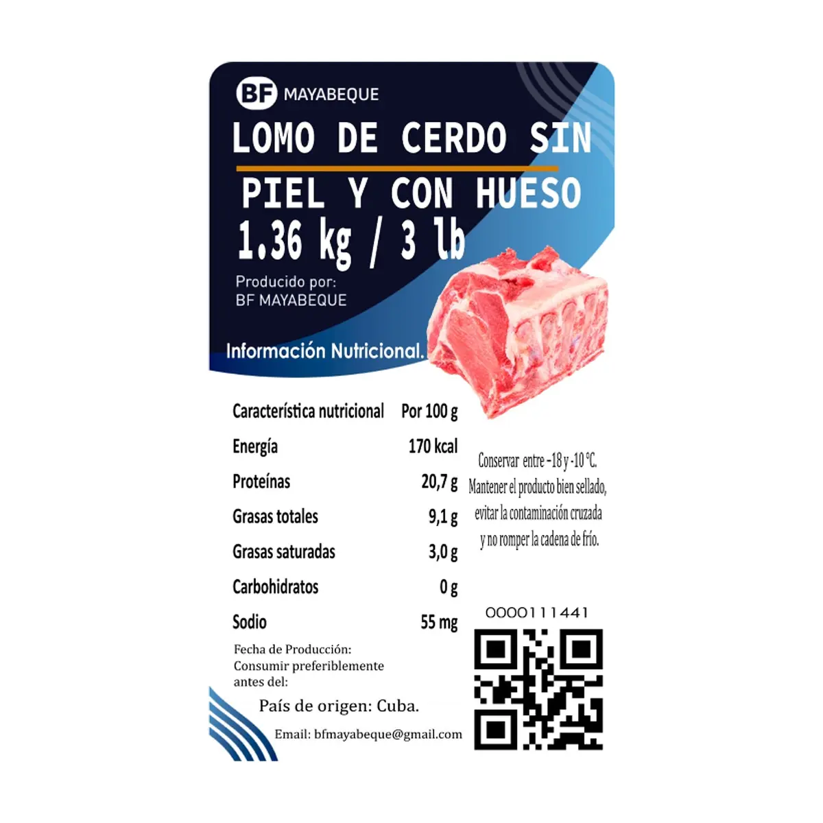 Lomo de cerdo sin piel y con hueso BF Mayabeque (1.36 kg / 3 lb) - Thumbnail 3