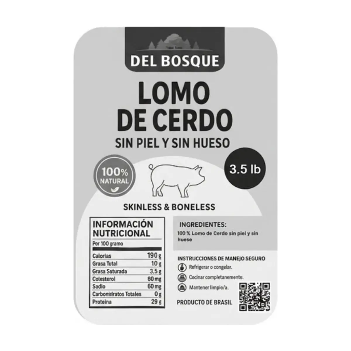 Lomo de cerdo sin piel y sin hueso Del Bosque (1.59 kg / 3.5 lb) - Thumbnail 6