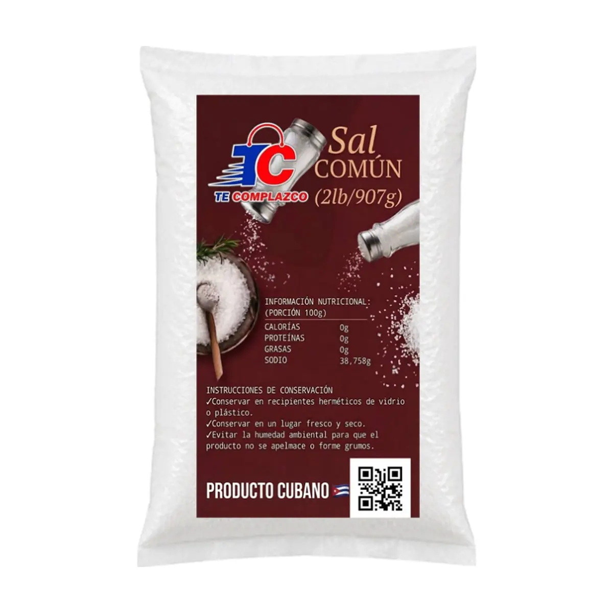 Sal común Te Complazco (907 g / 2 lb)