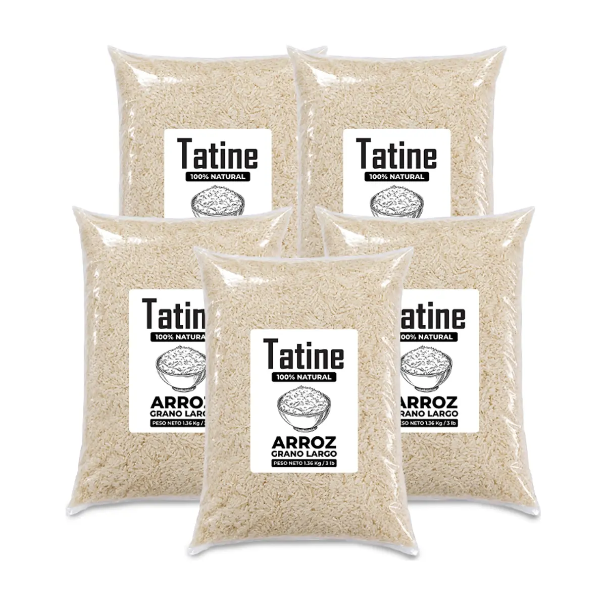 Arroz de grano largo Tatine (5 x 1.36 kg / 3 lb)