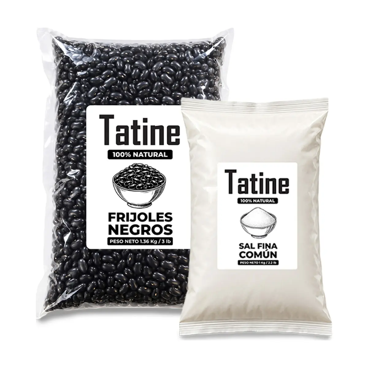 Combo básico tatine #1: Frijoles negros Tatine + Sal fina común Tatine