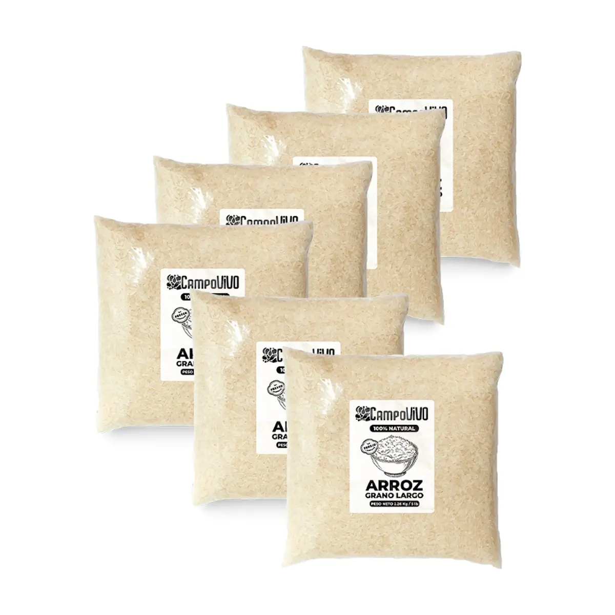 Arroz de grano largo Campo Vivo (6 x 2.26 kg / 5 lb)