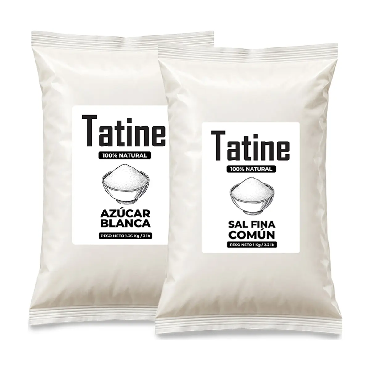 Combo dulce y salado Tatine #1: Sal fina común Tatine + Azúcar blanca Tatine