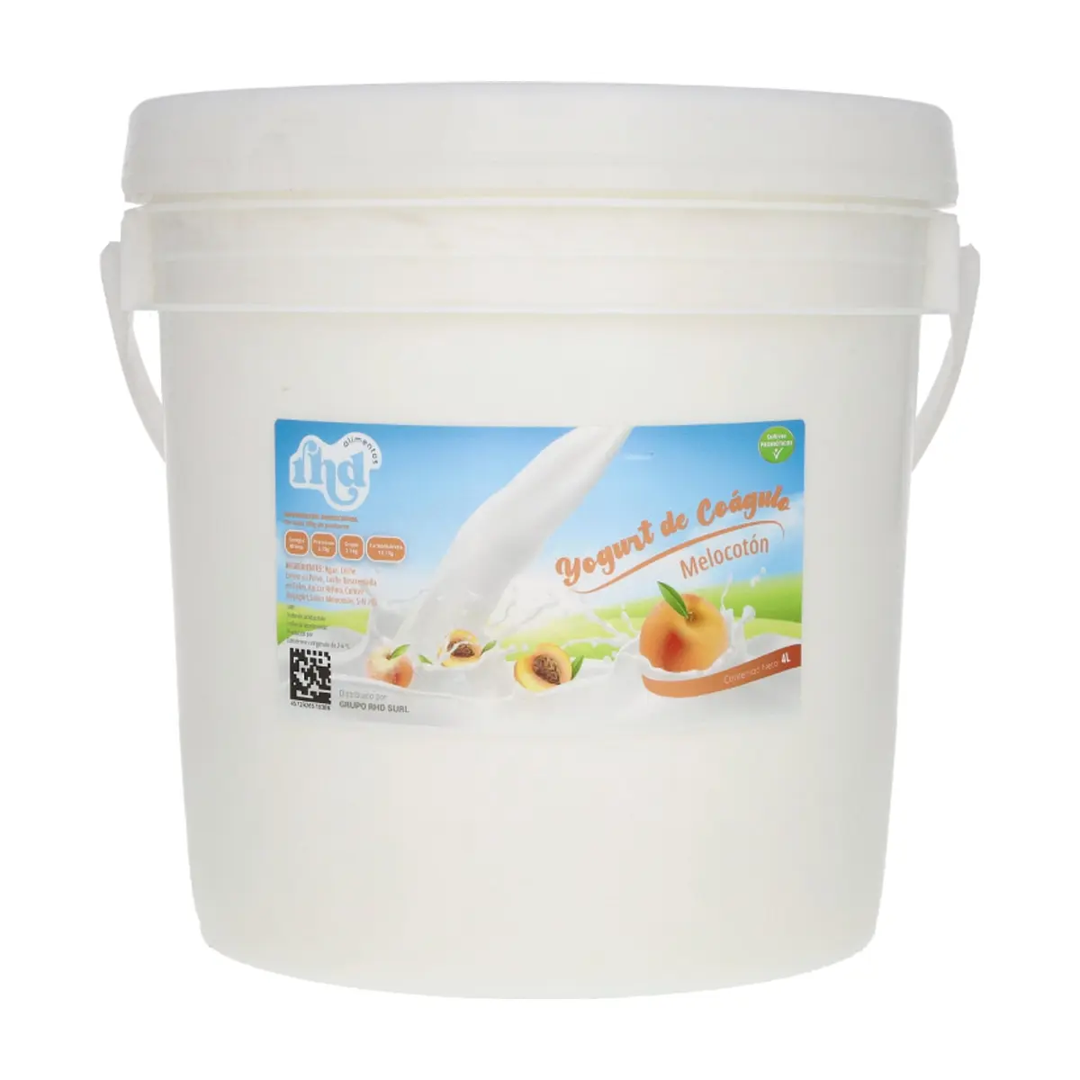 Yogurt probiótico de coágulo sabor melocotón RHD (4 L) - Imagen 1