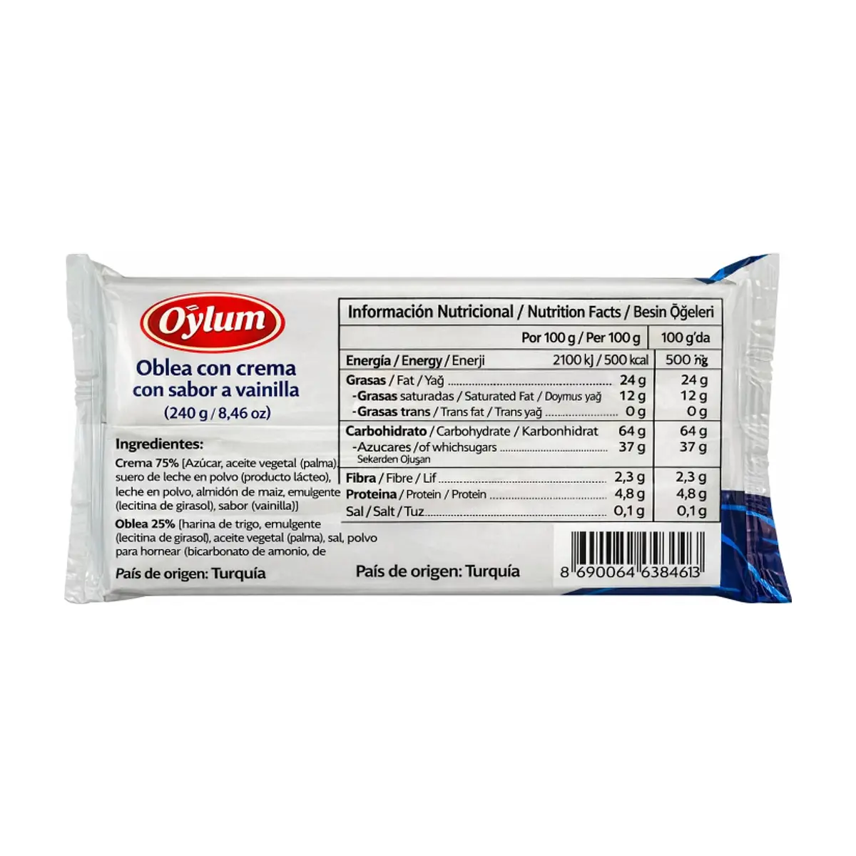 Obleas con crema sabor vainilla Oylum (240 g / 8.46 oz) - Thumbnail 2