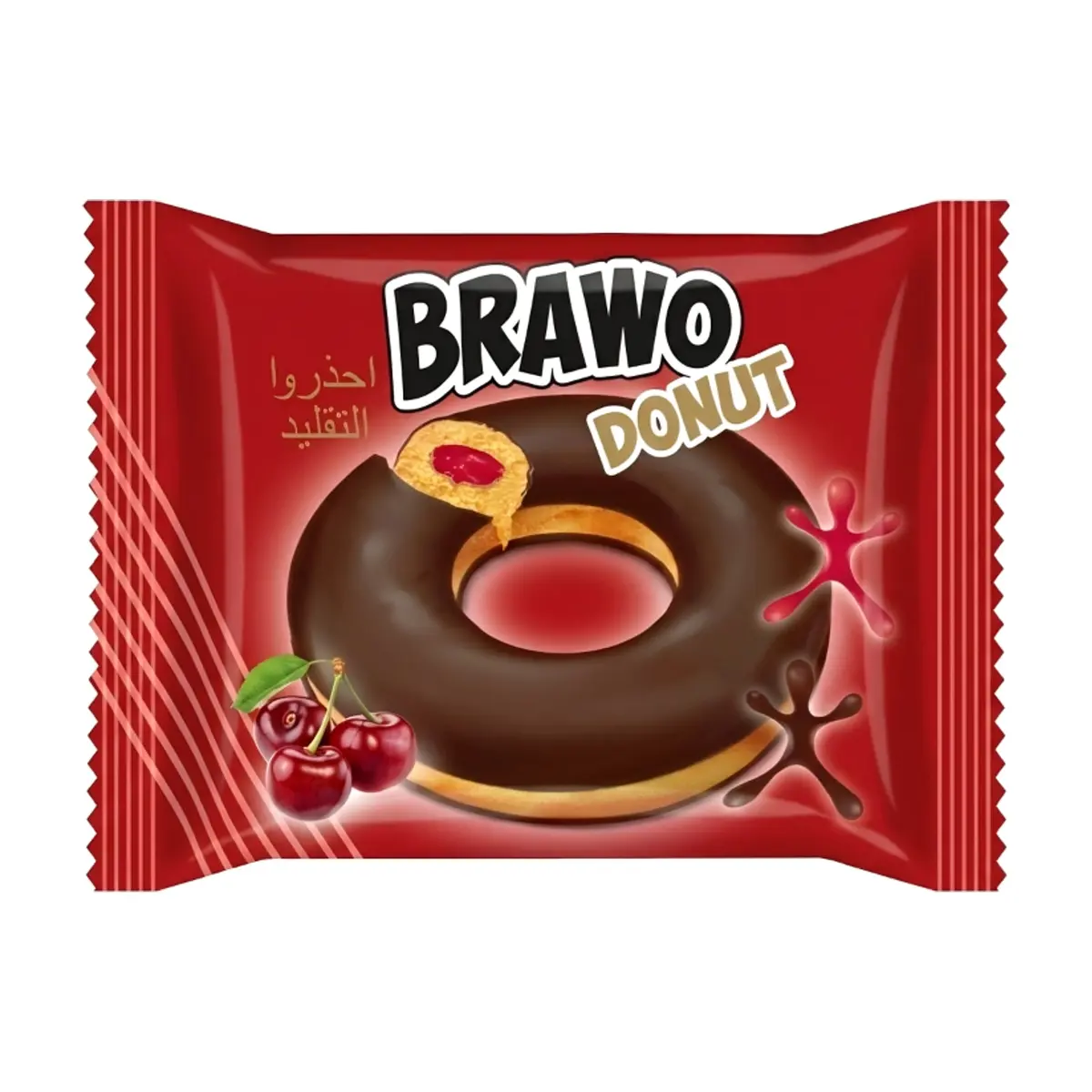 Dona Brawo rellena con salsa de cereza y cubierta de chocolate ANI (40 g / 1.41 oz)