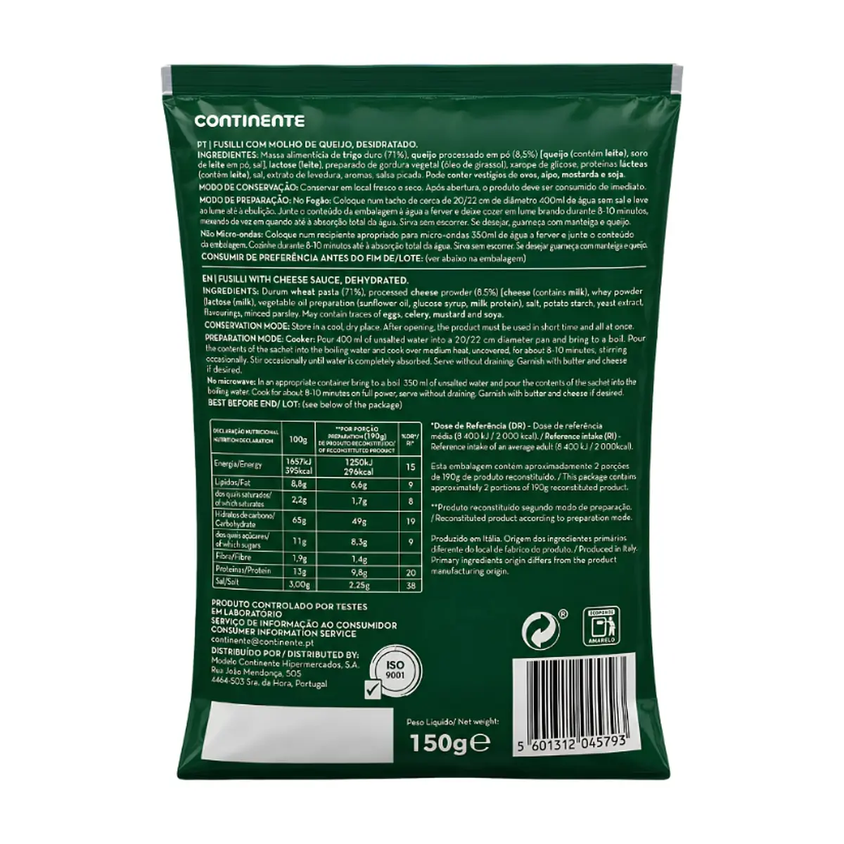 Pasta Fusilli con salsa de queso Continente (150 g / 5.29 oz) - Thumbnail 2