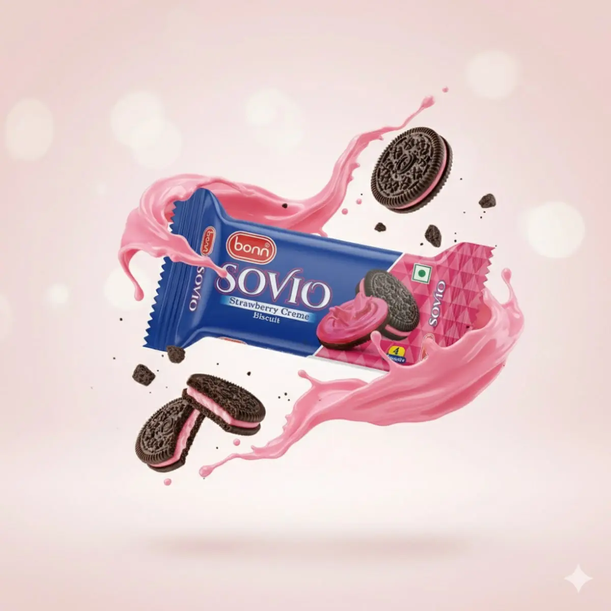 Galletas Sovio con crema de fresa Bonn (4 x 30 g / 1.06 oz) - Thumbnail 4