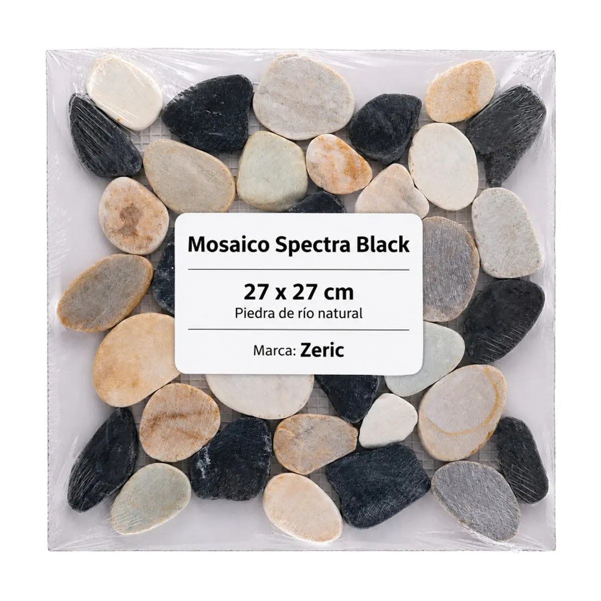 Caja de losas - Mosaico Spectra black piedra de río natural 27 x 27 cm Zeric (10 U) - Thumbnail 2