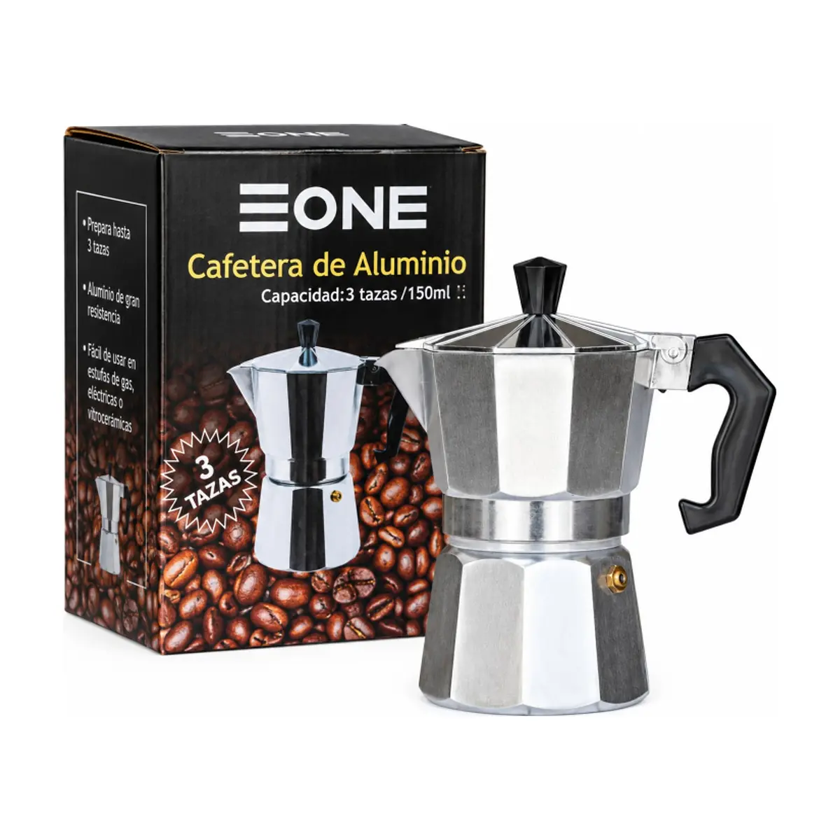 Cafetera clásica de aluminio de 3 tazas Eone - Thumbnail 3